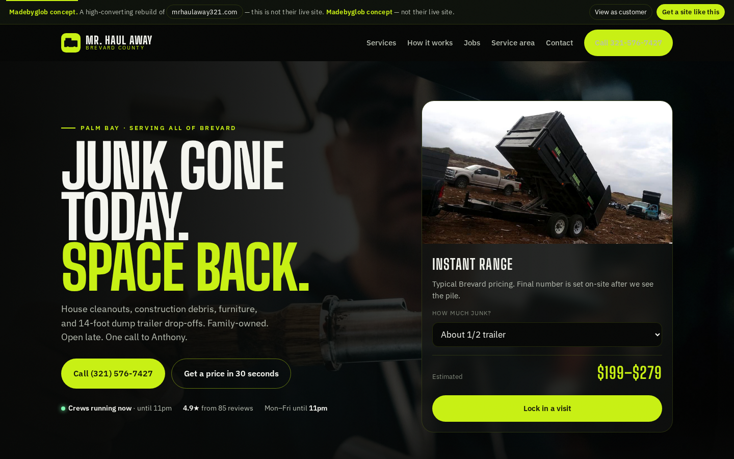 Mr. Haul Away concept website